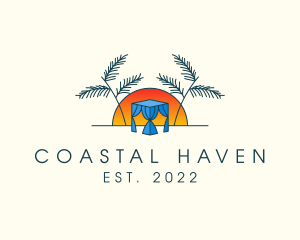 Tropical Beach Hut Cabana logo design