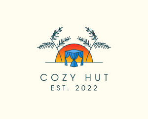 Tropical Beach Hut Cabana logo design