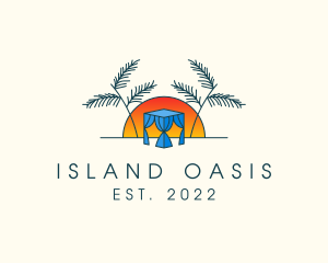 Tropical Beach Hut Cabana logo design