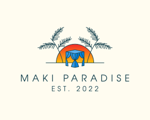 Tropical Beach Hut Cabana logo design