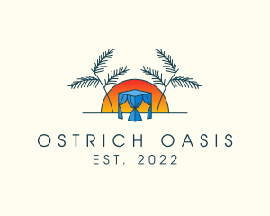 Tropical Beach Hut Cabana logo design