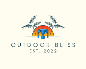 Tropical Beach Hut Cabana logo design