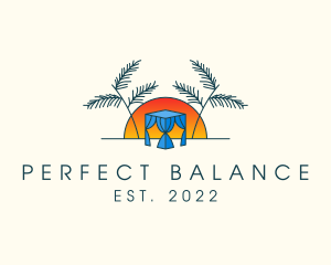 Tropical Beach Hut Cabana logo design