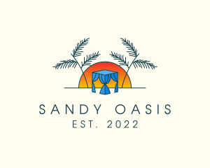 Tropical Beach Hut Cabana logo design