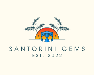 Tropical Beach Hut Cabana logo design