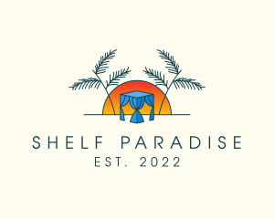 Tropical Beach Hut Cabana logo design