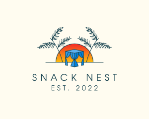 Tropical Beach Hut Cabana logo design