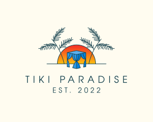 Tropical Beach Hut Cabana logo design