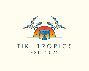 Tropical Beach Hut Cabana logo design