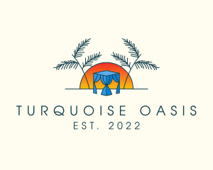 Tropical Beach Hut Cabana logo design