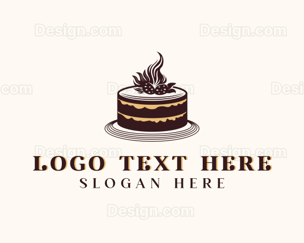 Strawberry Cake Bakery Logo