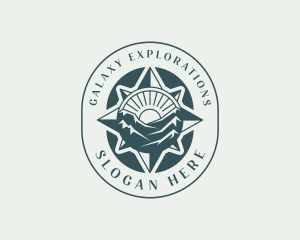 Mountain Hiking Compass logo design