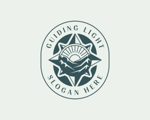 Mountain Hiking Compass logo design