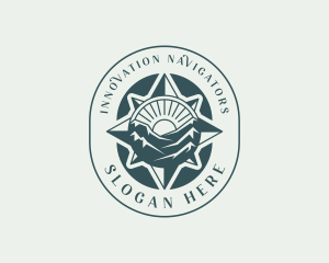 Mountain Hiking Compass logo design