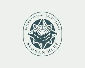 Mountain Hiking Compass logo design