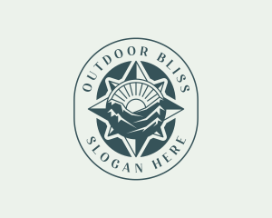 Mountain Hiking Compass logo design