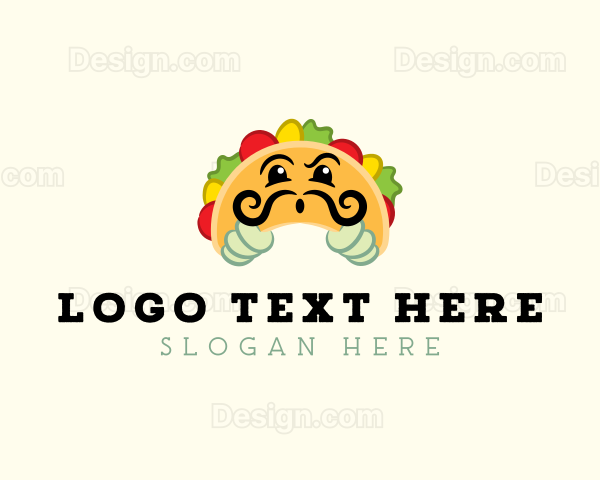 Mexican Taco Moustache Logo