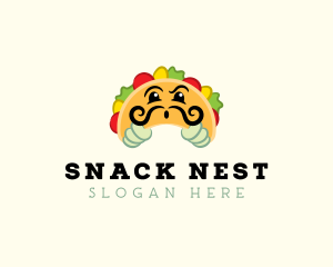 Mexican Taco Moustache logo design