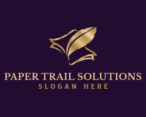 Paper Feather Quill logo design