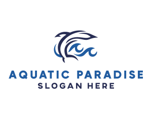 Aquatic Dolphin Wave logo design