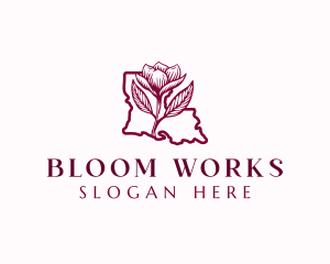 Louisiana Magnolia Flower logo design