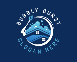 House Pressure Washer Bubble  logo design