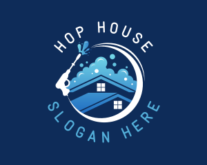 House Pressure Washer Bubble  logo design