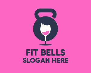 Fitness Kettlebell Wine Glass  logo design