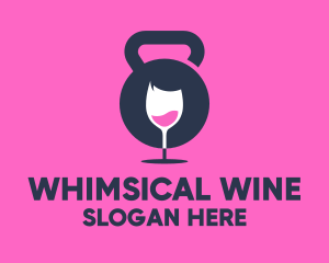 Fitness Kettlebell Wine Glass  logo design