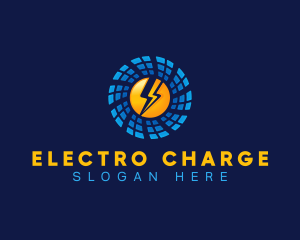 Solar Electricity Lightning logo design