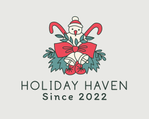 Festive Holiday Wreath logo design