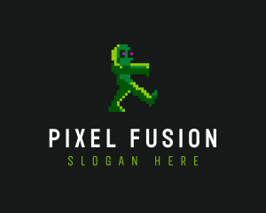 Gaming Pixelated Zombie logo design