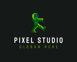 Gaming Pixelated Zombie logo design