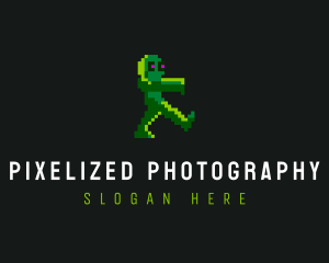 Gaming Pixelated Zombie logo design