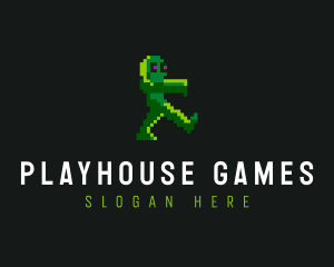 Gaming Pixelated Zombie logo design