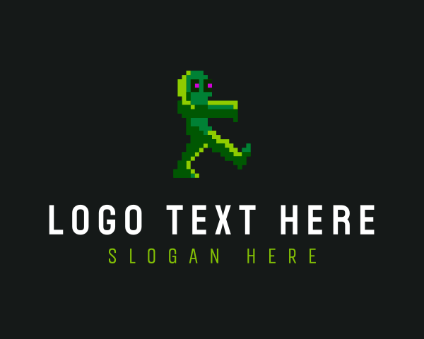 Gaming Pixelated Zombie logo