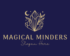 Night Crystal Leaves logo design