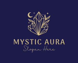 Night Crystal Leaves logo design