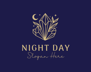 Night Crystal Leaves logo design