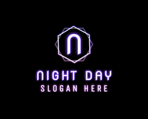 Geometric Futuristic Neon Club logo design