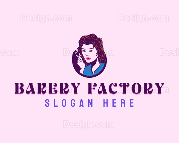 Lady Smoking Cigarette Logo