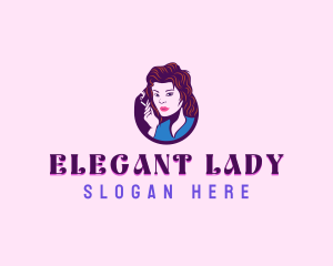 Lady Smoking Cigarette logo design