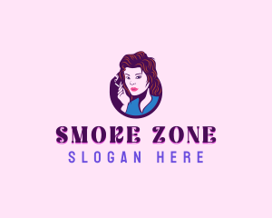 Lady Smoking Cigarette logo design