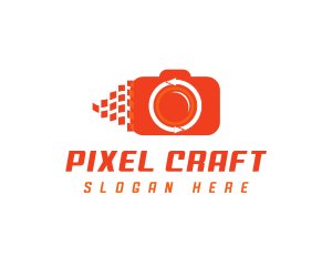 Camera Pixels Arrows logo design