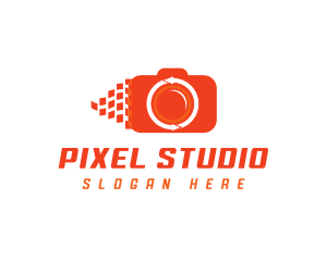 Camera Pixels Arrows logo design