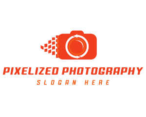 Camera Pixels Arrows logo design