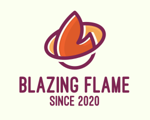 Burning Flame Planet Orbit logo design