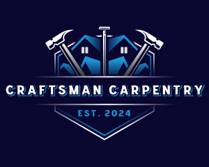 Nail Hammer Carpentry logo design