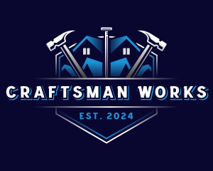 Nail Hammer Carpentry logo design