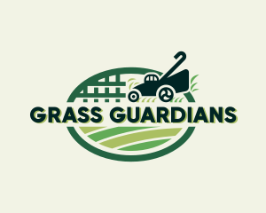 Lawn Mower Grass Landscaping logo design